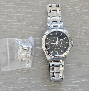 Bulova Silver Chronograph Watch with Black Dial